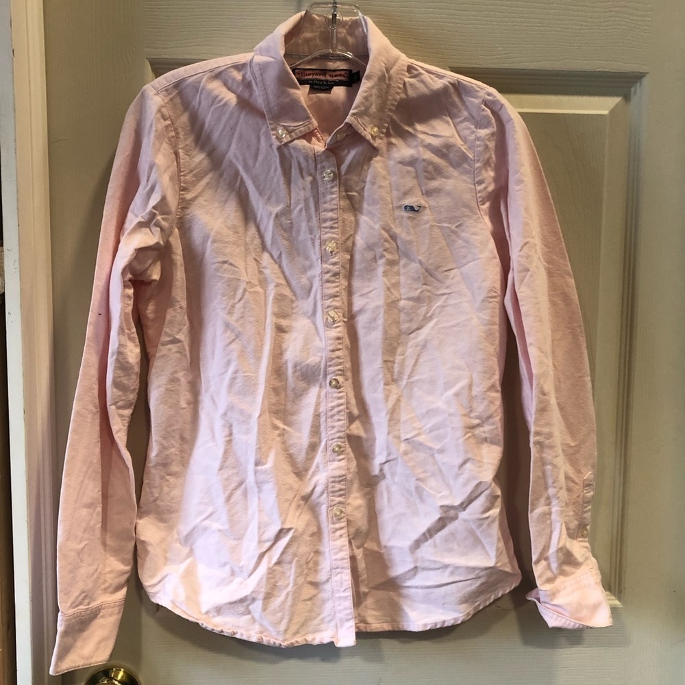 👚 Vineyard Vines Chilmark Classic Oxford Button Down Blouse Tapered Fit Pink 6
